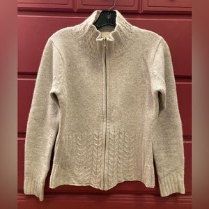 ALPS Lambswool and Angora Cardigan. Light Grey Heather. Full Zip. Size Small.